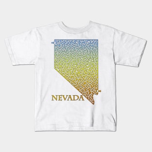 State of Nevada Colorful Maze Kids T-Shirt